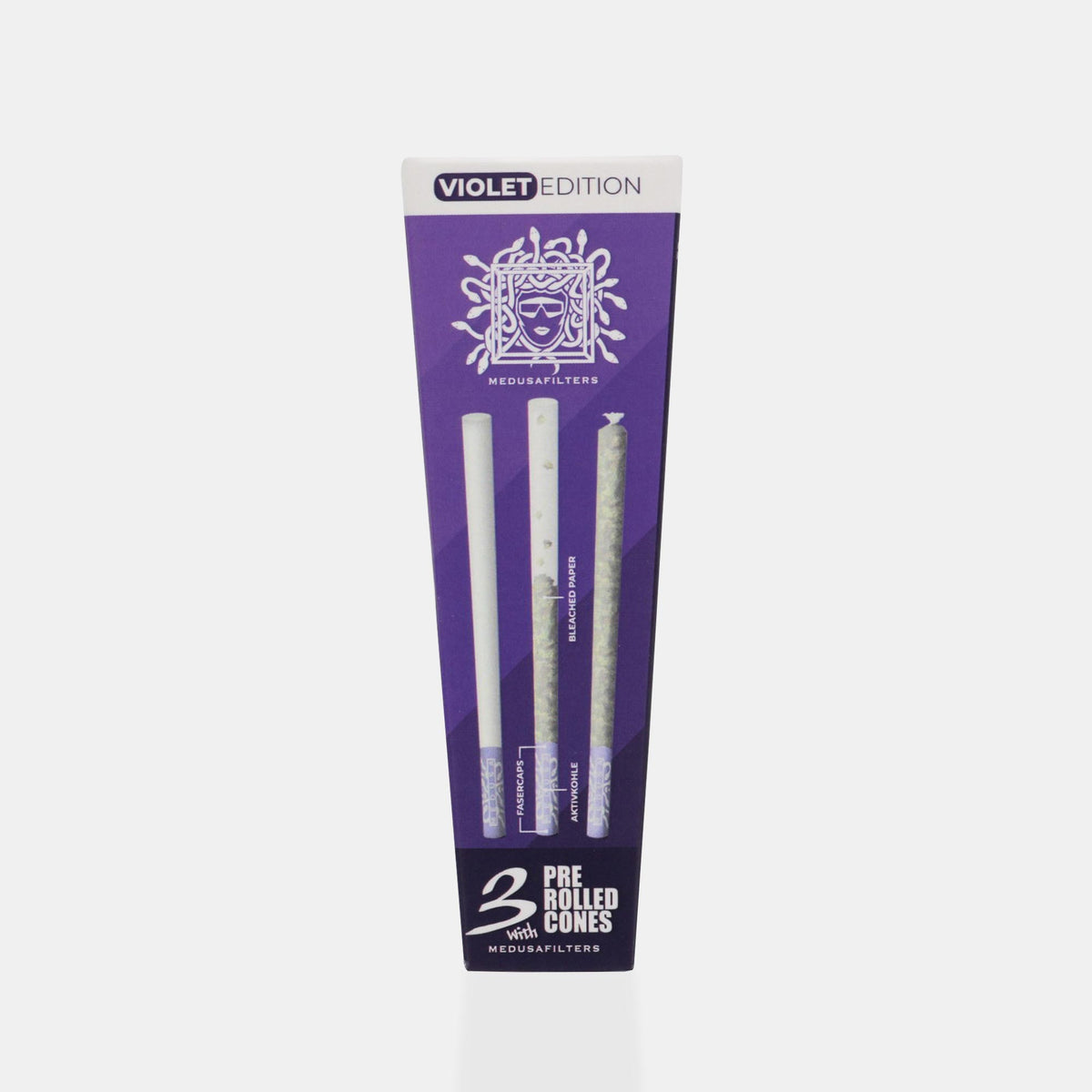 3er Pre-Rolled Cones BLEACHED mit VIOLET Edition Filtern